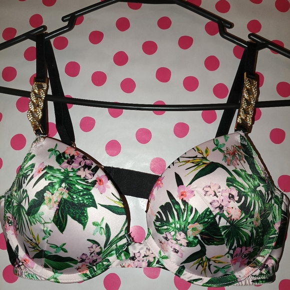 Victoria's secret Very Sexy Pushup Gold Strap Bra 34B Tropical Print  🍹☀️ 🌺 - Picture 4 of 7